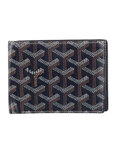 Pre-owned Goyard Leather Printed Wallet In Blue