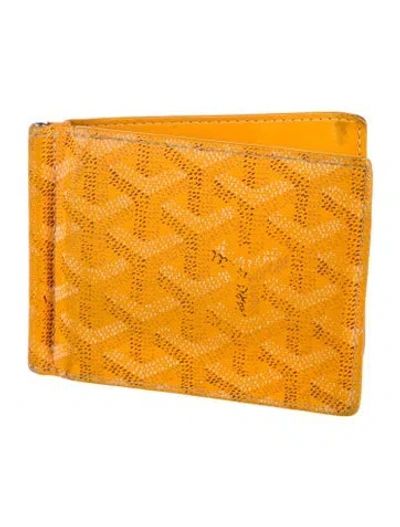 Pre-owned Goyard Leather Printed Wallet In Yellow