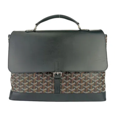 Pre-owned Goyard Leather Pvc Briefcase Handbag Tote Bag () In Black