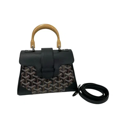 Pre-owned Goyard Leather Pvc Wood Handbag Shoulder Bag () In Black