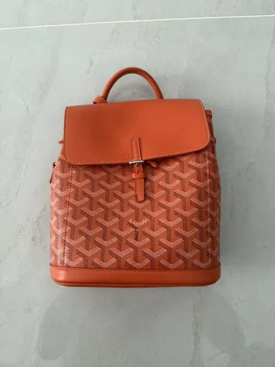 Pre-owned Goyard Limited Edition Orange Alpin Mini Backpack