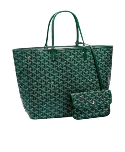 Pre-owned Goyard Logo Details Handbag In Green