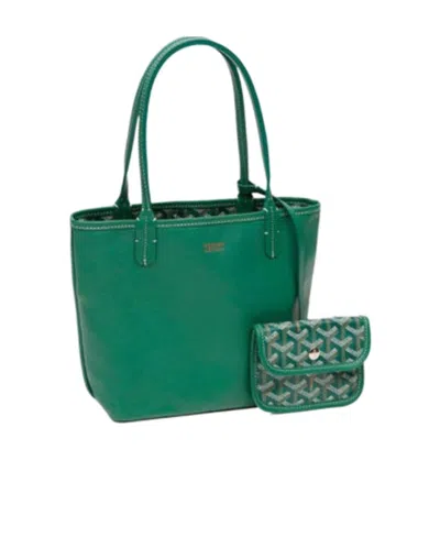 Pre-owned Goyard Logo Details Handbag In Green