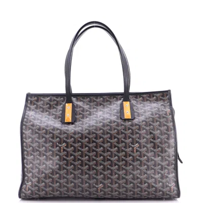 Pre-owned Goyard Marquises Bag Coated Canvas In Black
