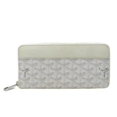 Pre-owned Goyard Matignon Gray Off-white White Coated Canvas Long Wallet (bi-fold) ()
