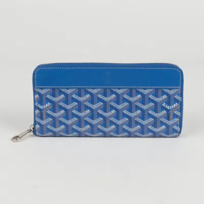 Pre-owned Goyard Matignon Long Wallet In Blue