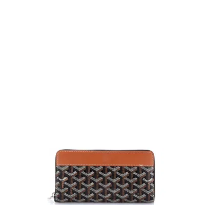 Goyard Matignon Zip Wallet Coated Canvas With Leather In Beige