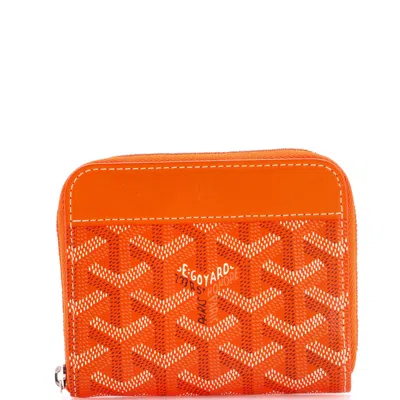 Goyard Matignon Zip Wallet Coated Canvas With Leather Pm In Orange
