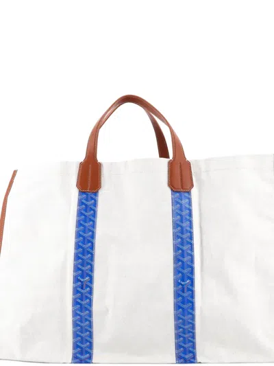 Pre-owned Goyard Mediterranee Saint-tropez Reversible Coated Canvas Tote Bag In Blue