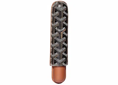 Pre-owned Goyard Men's  Churchill Single Cigar Case In Black/tan In Multi