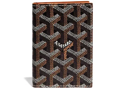 Pre-owned Goyard Men's  Saint Marc Card Holder In Black/natural