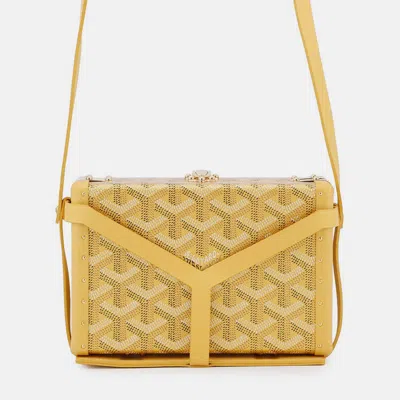Pre-owned Goyard Menodiaire Trunk Shoulder Bag Gold/yellow Pvc Leather