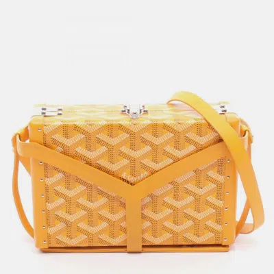 Pre-owned Goyard Minaudiere Trunk Shoulder Bag Coated Canvas And Leather Yellow Multicolor