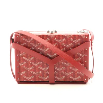 Pre-owned Goyard Minaudiere Trunk Shoulder Bag Pvc Leather In Red