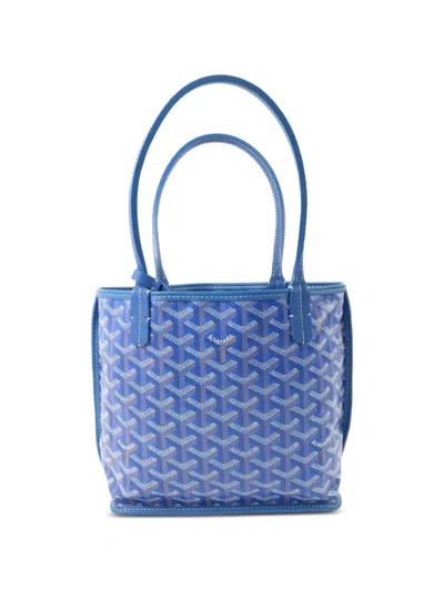 Pre-owned Goyard Mini Anjou Monogram-pattern Tote Bag In Blue