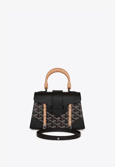 Pre-owned Goyard Mini Saïgon Structure Top Handle Bag With Palladium Hardware In Black