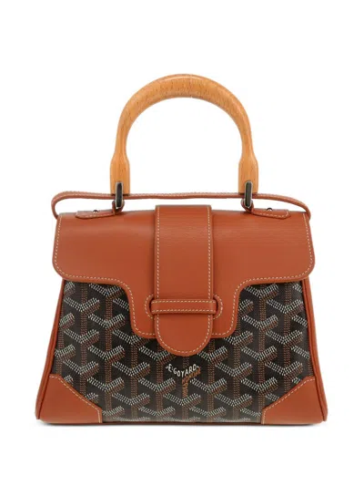 Pre-owned Goyard Mini Saigon Two-way Handbag In Brown