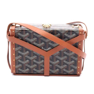 Pre-owned Goyard Minodière Trunk Shoulder Bag Pvc Leather In Black