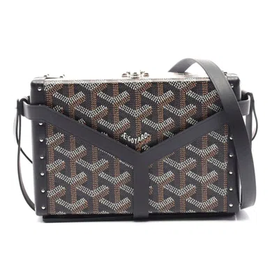 Pre-owned Goyard Minodière Trunk Shoulder Bag Pvc Leather In Black