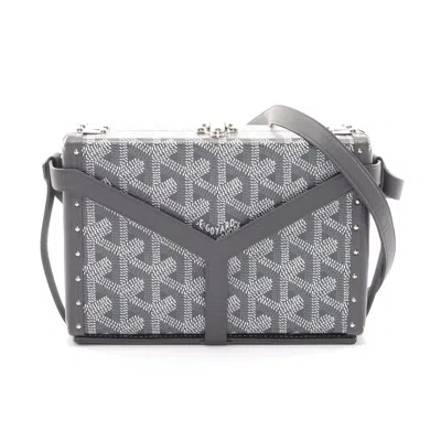 Pre-owned Goyard Minodière Trunk Shoulder Bag Pvc Leather In Gray