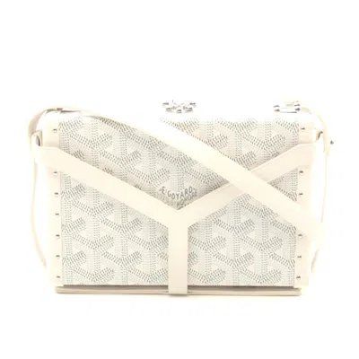 Pre-owned Goyard Minodière Trunk Shoulder Bag Pvc Leather In White