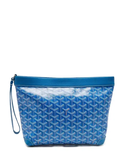 Pre-owned Goyard Monogram-pattern Clutch Bag In Blue