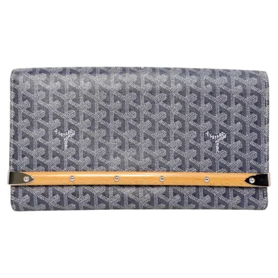 Pre-owned Goyard Monte Carlo Bois Clutch Grey In Gray