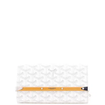 Pre-owned Goyard Monte Carlo Clutch Coated Canvas Mini In White