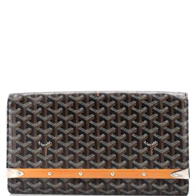 Pre-owned Goyard Monte Carlo Clutch Coated Canvas Mm In Black