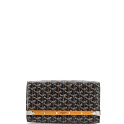Pre-owned Goyard Monte Carlo Clutch With Strap Coated Canvas Pm In Black