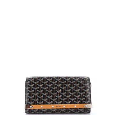Goyard Monte Carlo Clutch With Strap Coated Canvas Pm In Black