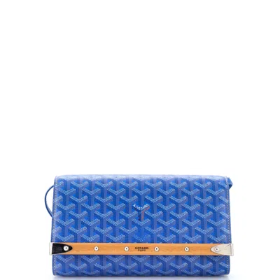 Goyard Monte Carlo Clutch With Strap Coated Canvas Pm In Blue