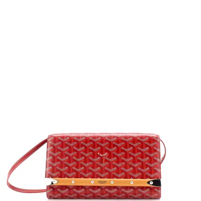 Pre-owned Goyard Monte Carlo Clutch With Strap Coated Canvas Pm In Red