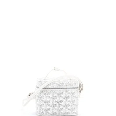 Pre-owned Goyard Muse Vanity Case Coated Canvas Mini In White