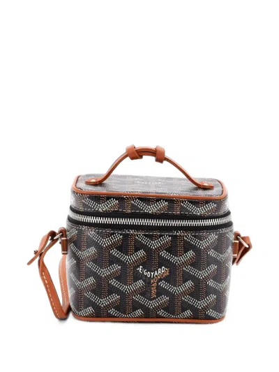 Pre-owned Goyard Muse Vanity Case Coated Canvas Nano Pouch In Brown