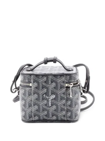 Pre-owned Goyard Muse Vanity Case Coated Canvas Nano Satchel In Grey