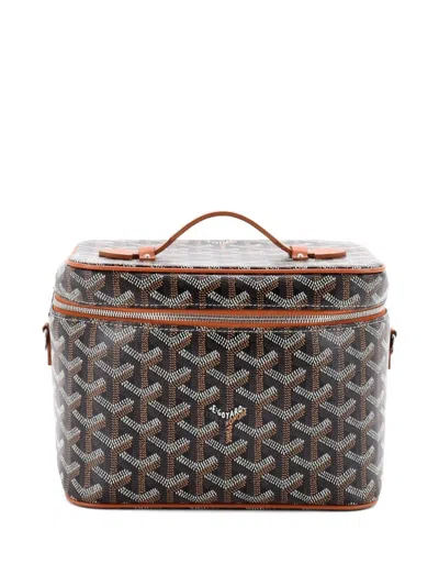 Pre-owned Goyard Muse Vanity Case Coated Canvas Pouch In Black