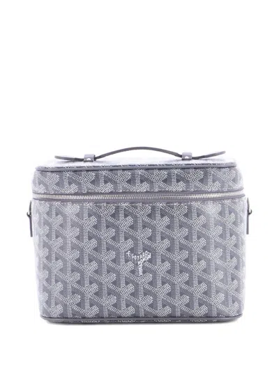 Pre-owned Goyard Muse Vanity Case Coated Canvas Pouch In Gray
