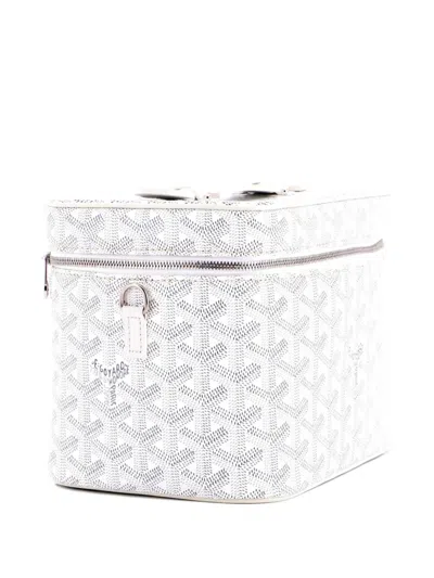 Pre-owned Goyard Muse Vanity Case Coated Canvas Pouch In White