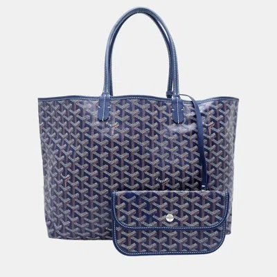 Pre-owned Goyard Navy Blue Leather Saint Louis Pm Tote Bag