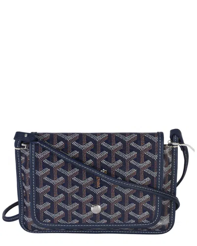 Pre-owned Goyard Navy Ine Canvas Plumet Wallet (authentic Pre-loved)