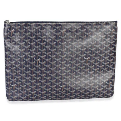 Pre-owned Goyard Navy Ine Canvas Senat Pouch Gm