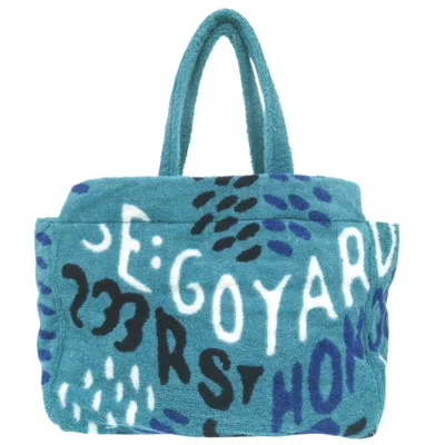Pre-owned Goyard Navy Turquoise White Cotton Polyamide Tote Bag ()