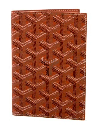 Pre-owned Goyard Patent Leather Printed Wallet In Orange