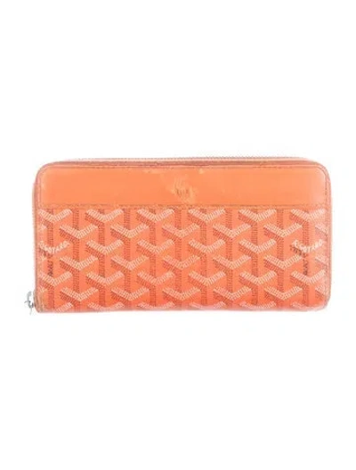 Pre-owned Goyard Patterned Continental Wallet In Orange