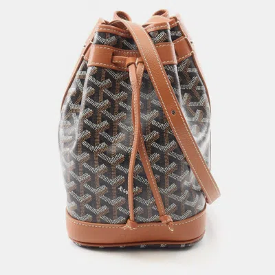 Pre-owned Goyard Petit Flo Black/brown Coated Canvas Leather. Shoulder Bag