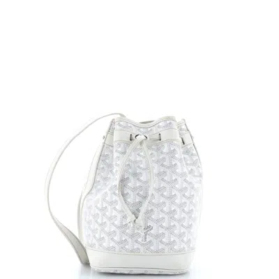 Pre-owned Goyard Petit Flot Bucket Bag Coated Canvas Pm In White