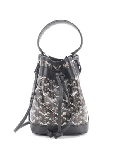 Pre-owned Goyard Petit Flot Coated Canvas Mini Bucket Bag In Black
