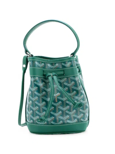 Pre-owned Goyard Petit Flot Coated Canvas Mini Bucket Bag In Green