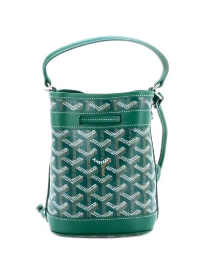 Pre-owned Goyard Petit Flot Coated Canvas Mini Bucket Bag In Green